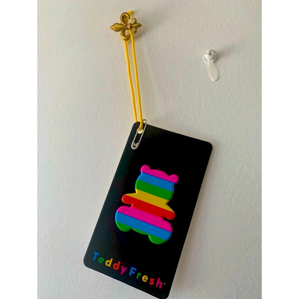🎀Puffy Teddy Sticker Tag Colorful Striped